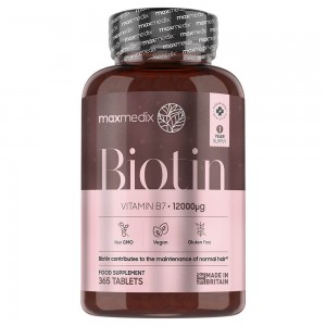 Bottle of Biotin Vitamin B7  Tablets 