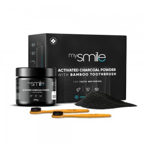 MySmile Activated Charcoal Powder with Bamboo Toothbrush