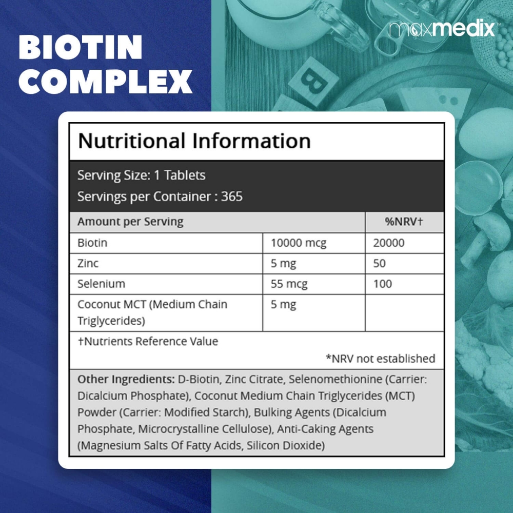 Nutritional Information of biotin 10000 mcg complex