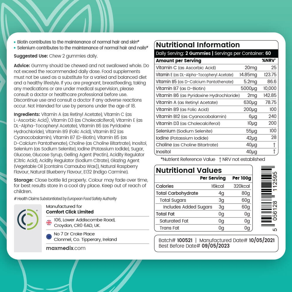 Nutritional Information Of Biotin Gummies UK