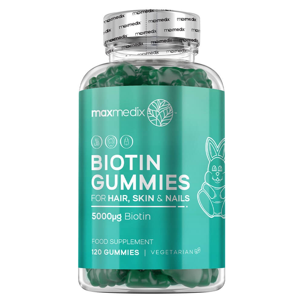 Biotin Gummies For Hair, Skin & Nails - Chewable Beauty Supplement With Vitamins - 120 Gummies