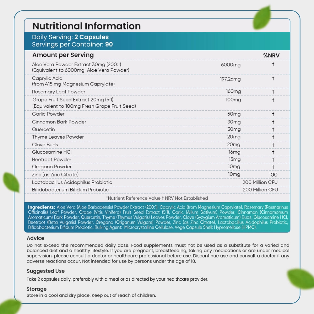 Nutritional information of one of the best probiotics for thrush uk
