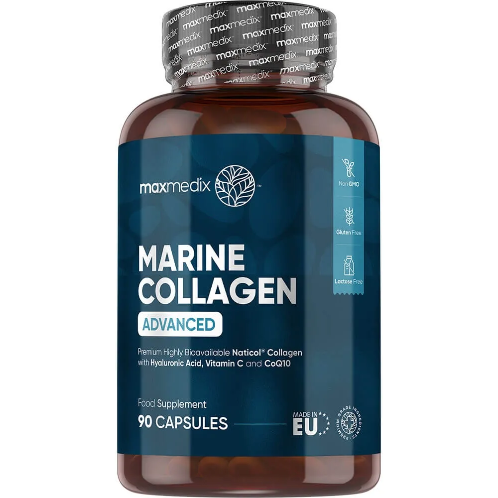 Bottle of WeightWorld’s Marine Collagen Advanced formulated with hydrolysed marine collagen with hyaluronic acid and vitamin C