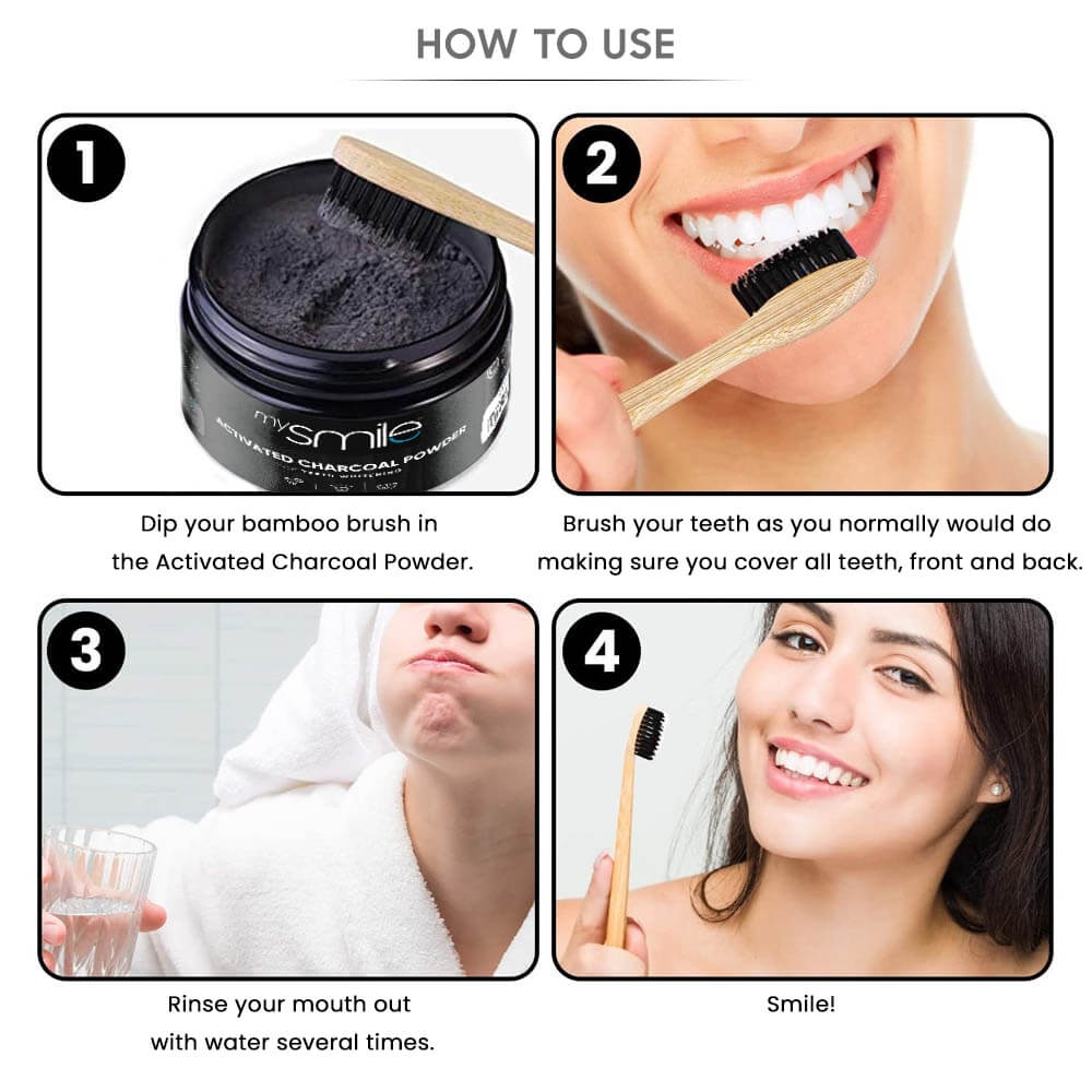 How To Use activated charcoal powder for teeth with Bamboo Toothbrush