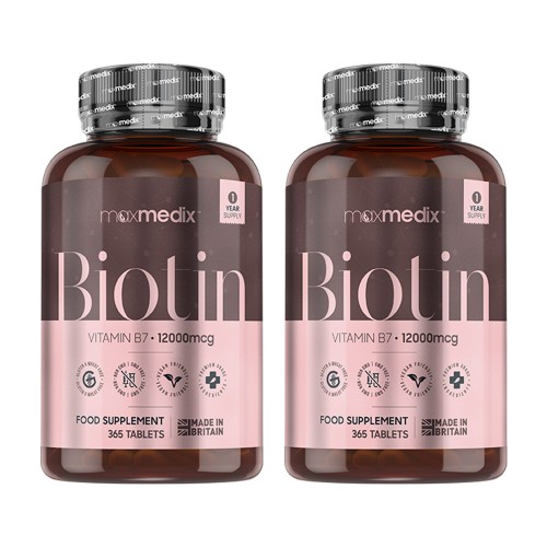 

Maxmedix Biotin Tablets - Vitamin B7 For Thinning Hair - 12,000mcg Strength Per Serving - 730 Tablets - 2 Pack