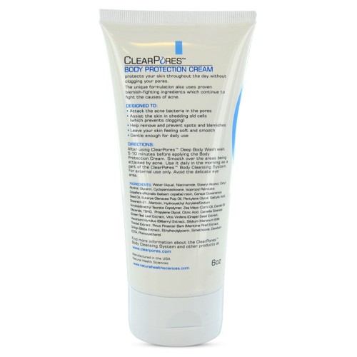 ClearPores Body Protection Cream	 Rear view