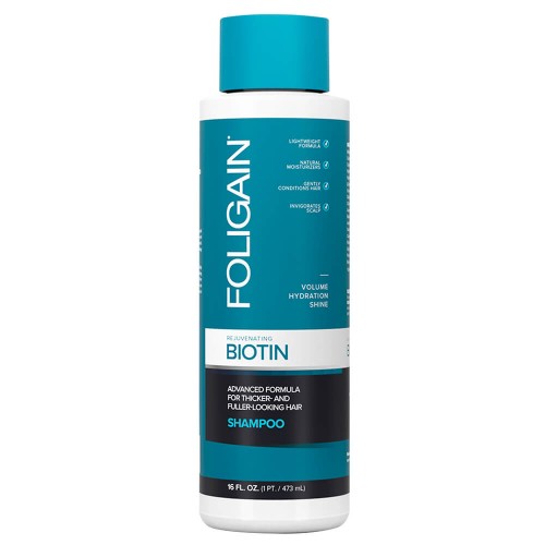 

Foligain Rejuvenating Biotin Shampoo 473ml - For Thicker and Fuller-looking Hair - For Men & Women