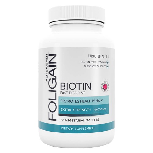 

Foligain Biotin Tablets - 10000mcg 60 tablets - For Men and Women - Maintain Hair, Skin and Nails
