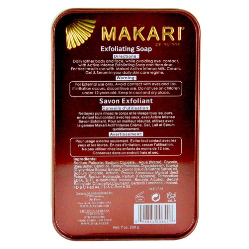 Makari Exclusive Exfoliating Soap Back of packaging  	