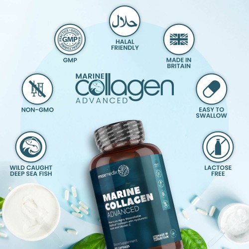 Marine Collagen Advanced infographic with unique selling points