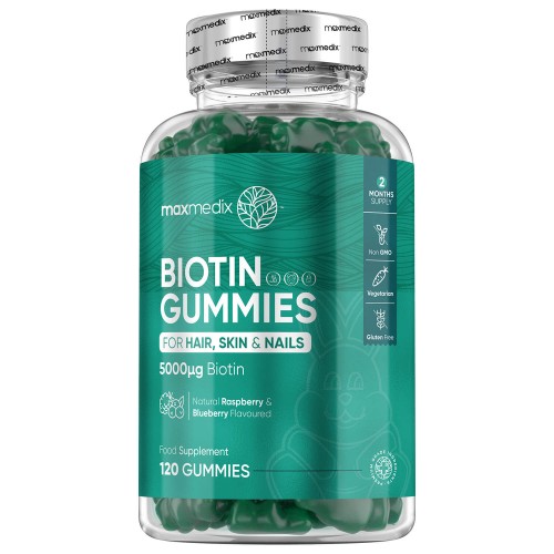 Biotin Gummies 5000 mcg 120 Gummies For Hair, Skin and Nails -Vitamins Supplement