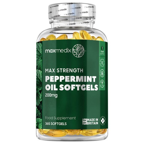 

Peppermint Oil Capsules - 200mg. 365 Softgels - Natural Supplement For Bad Breath - Soothing for the Stomach