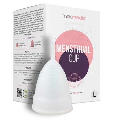 Maxmedix Soft Menstrual Cup - Reusable Period Cup - Medical Grade Silicone Cup - BPA, Latex & Toxin Free - Size L