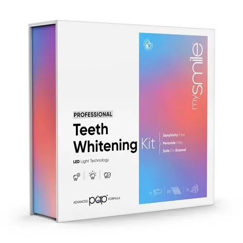 mysmile Home Teeth Whitening Kit for UK - Advanced PAP+ Teeth Whitening Gel, LED Light & Gum Tray Mould + Shade Guide - Suitable for Sensitivity