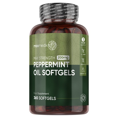 Peppermint Oil Capsules - 200mg. 365 Softgels - Natural Supplement For Bad Breath - Soothing for the Stomach