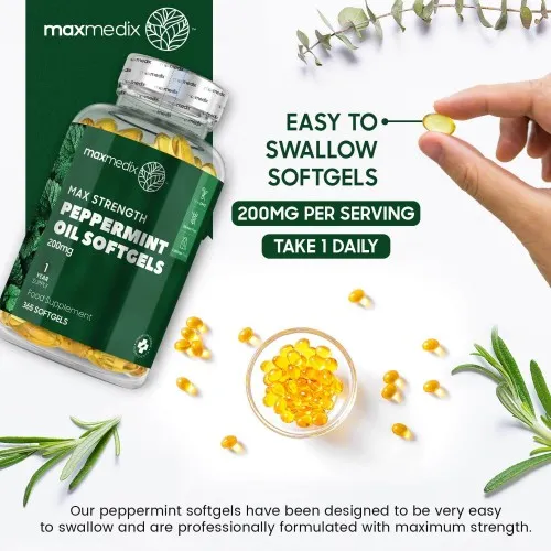 Peppermint Oil Capsules 200mg 365 Softgels For Bad Breath ShytoBuy