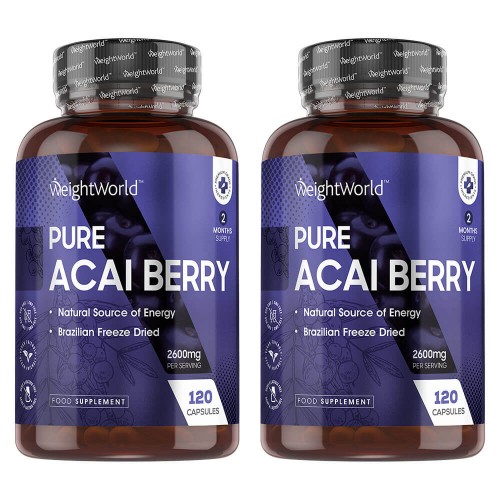 

Pure Acai Capsules x2 - 1500mg Serving Immunity Booster, Max ORAC Value, Packed With Vitality Enhancing Vitamins, Pure Acai Extract - 60 Capsules Each