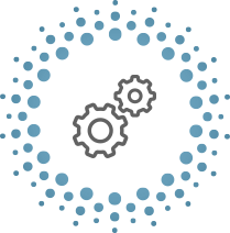 circle made up of little circles with a cartoon cogs in the middle circle made up of little circles with a cartoon cogs in the middle